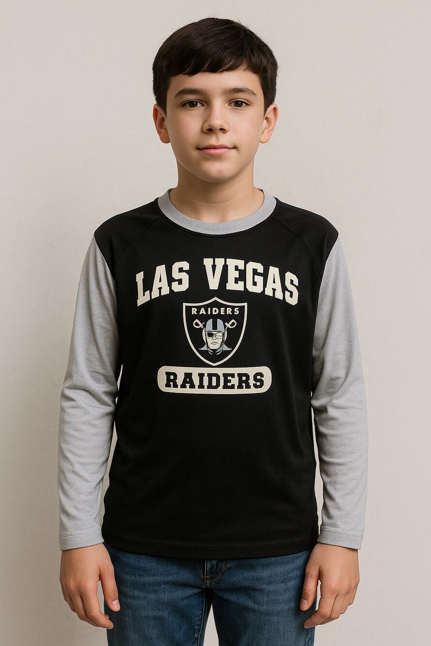 NFL Team Apparel Las Vegas Raiders Long Sleeve Shirt Youth L 10/12 Black Gray